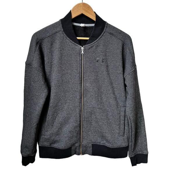 Under Armour Threadborne Loose Zip Up Gray Logo Bomber Sweatshirt Jacket. Medium - Picture 1 of 8